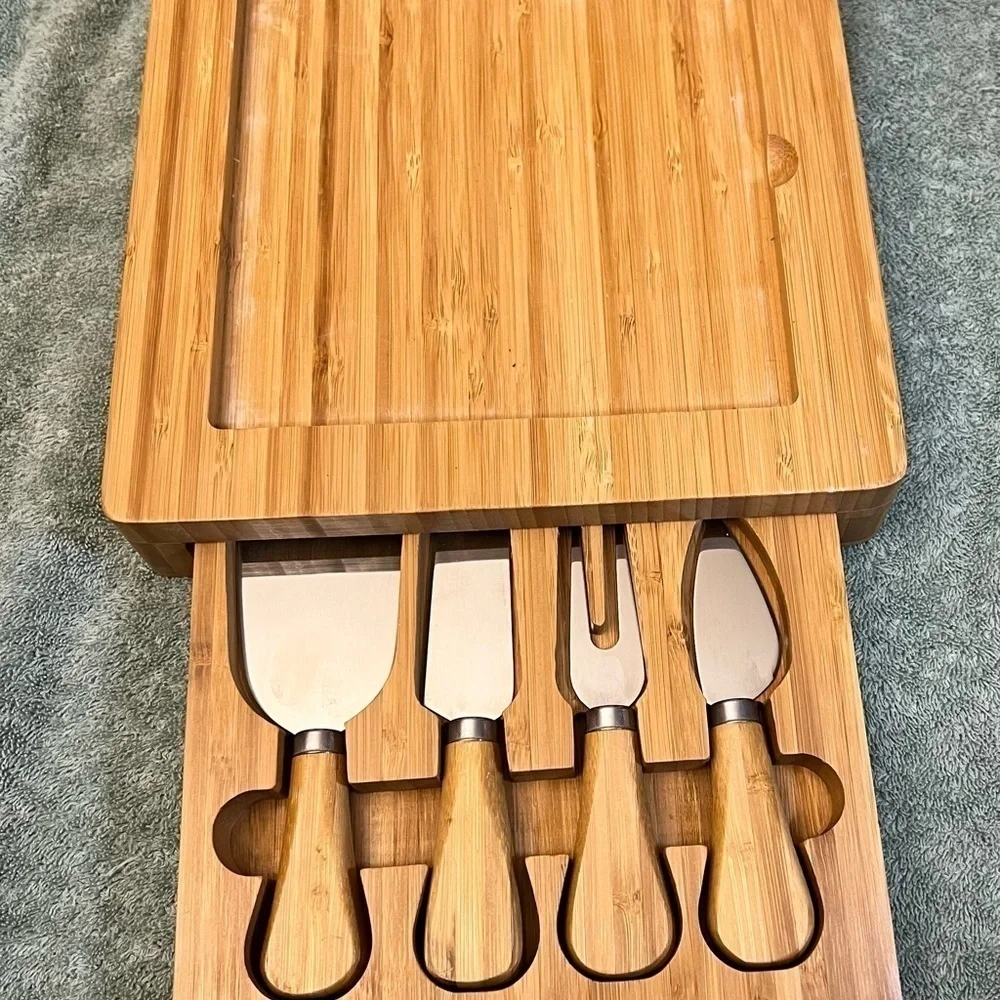 Food Network Bamboo Cheese Set With Knife Drawer
